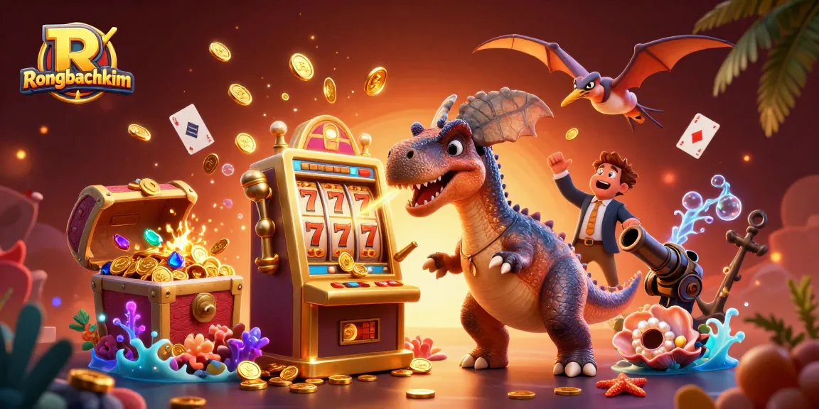 Rongbachkim reveals thrilling jackpot moments with animated characters at a vibrant casino scene.