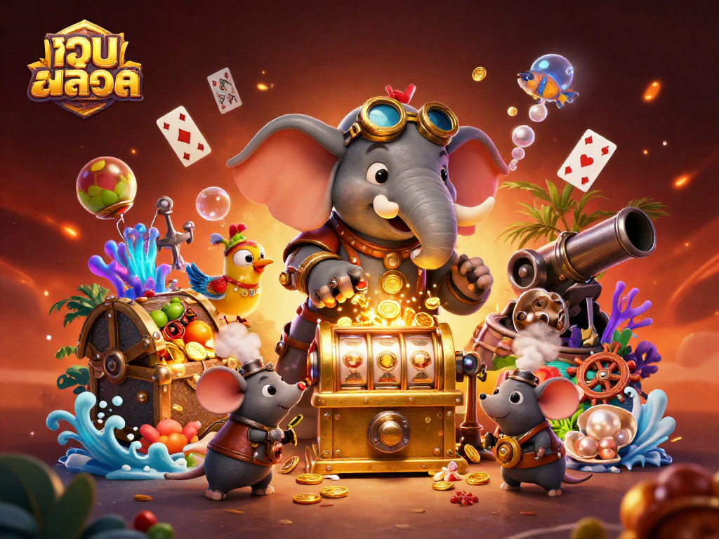 Spin golden slot machines in action with เว็บสล็อต, steampunk engineer, and vibrant underwater treasures.