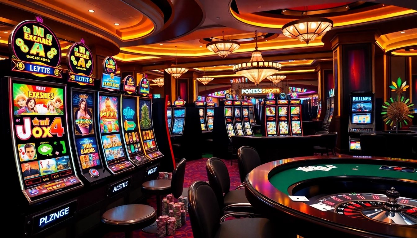 Experience slot gacor hari ini at a thrilling casino with colorful slot machines and vibrant ambiance.