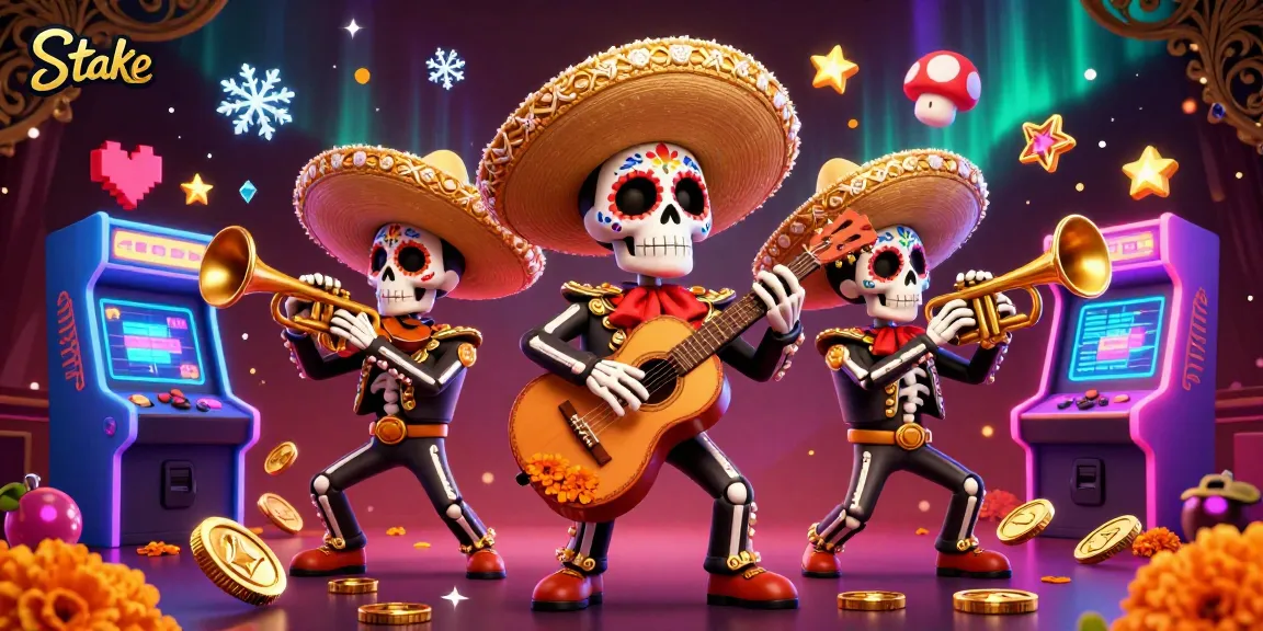 Engage with Stake's vibrant mariachi-themed casino experience, featuring colorful game elements and festive energy.