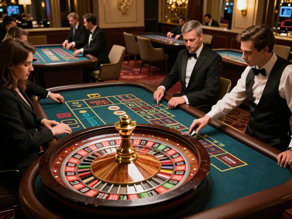 Players engage in strategic betting at roulette tables, showcasing nano banana flash capabilities in high-stakes gambling.