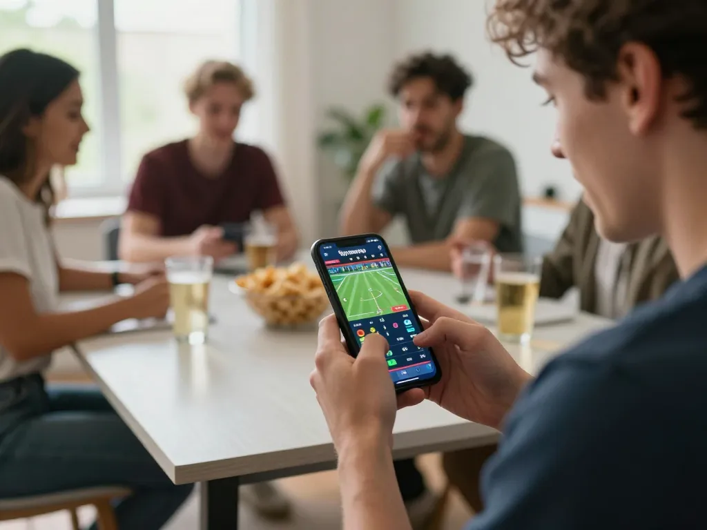 Tổ chức bets in a lively environment, showcasing tỷ lệ bóng đá trực tuyến while emphasizing the social excitement of sports betting