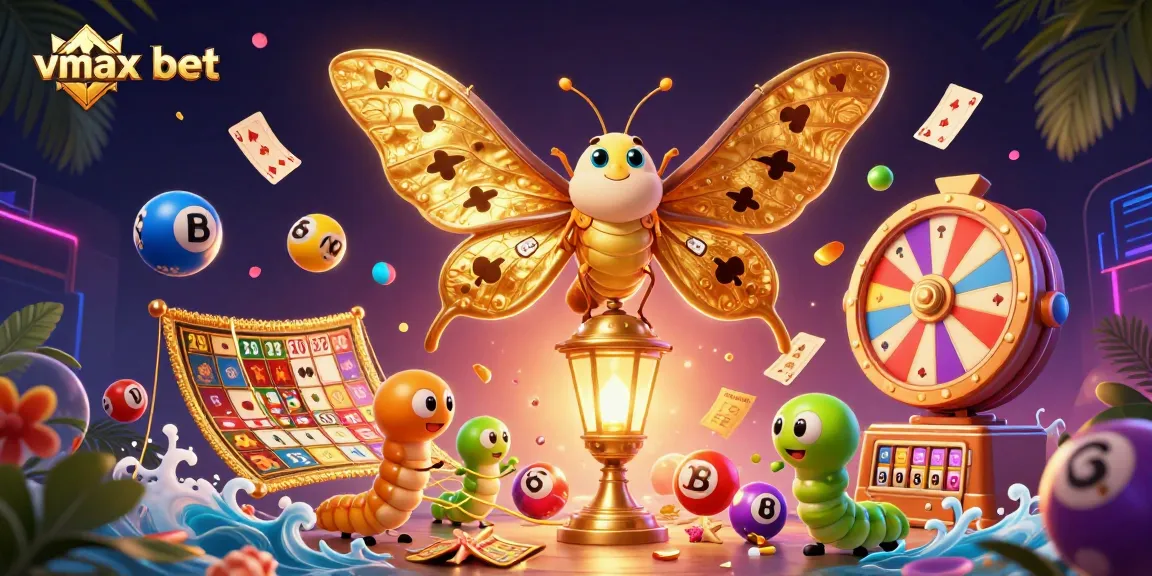 Experience the vibrant world of vmax bet with dynamic lottery balls and stunning casino scenes in this illustration.