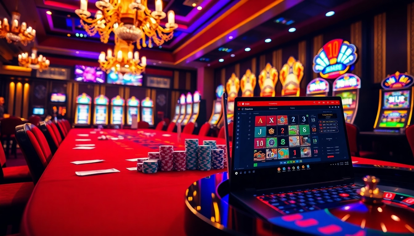 Experience thrilling gameplay at Jun88 Casino, with vibrant poker chips and a sparkling roulette wheel.