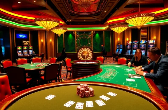 Experience the excitement of 789win with players enjoying poker at a luxurious casino.
