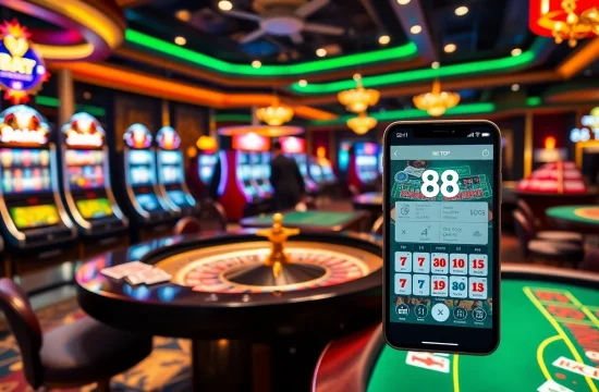 Players enjoying exciting games at 888TOP casino platform with vibrant slot machines.
