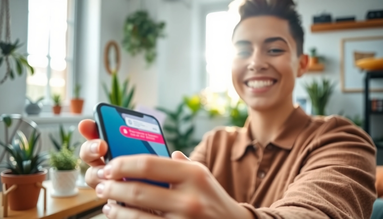 Engage your audience with follow in dm functionality featured on a vibrant mobile interface.