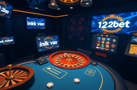 Experience the excitement of online gambling with a striking visual featuring ink vao 12bet on a digital interface.