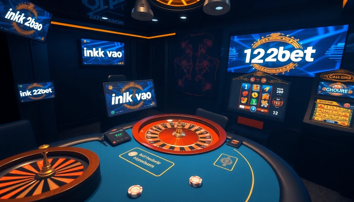 Experience the excitement of online gambling with a striking visual featuring ink vao 12bet on a digital interface.