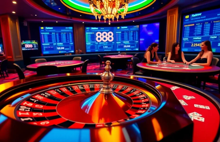 Experience the thrill of gambling with 888now at luxurious casino tables.