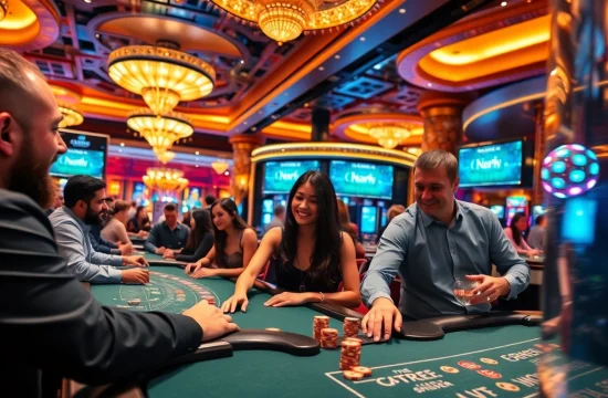 에볼루션 카지노에서의 흥미진진한 블랙잭 게임을 즐기는 플레이어들의 모습.