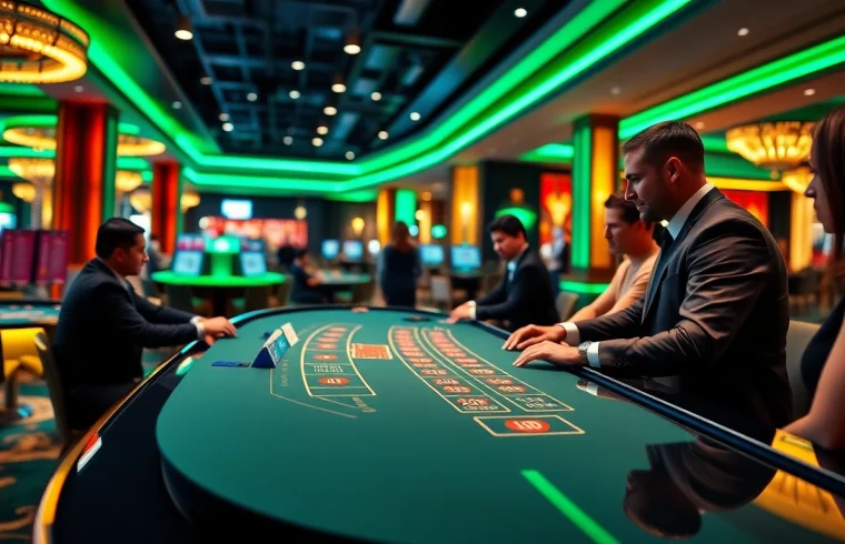 에볼루션 바카라의 생생한 게임 장면을 보여주는 멋진 카지노 환경