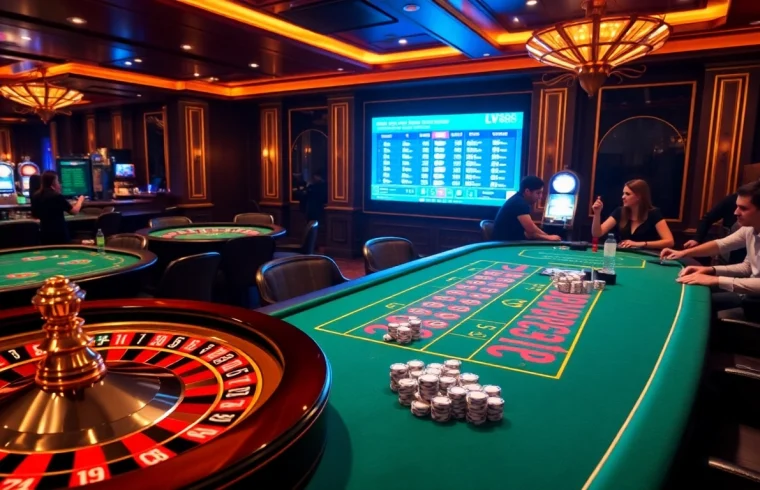 Gamble smarter at LV88 with dynamic casino visuals highlighting gaming excitement.