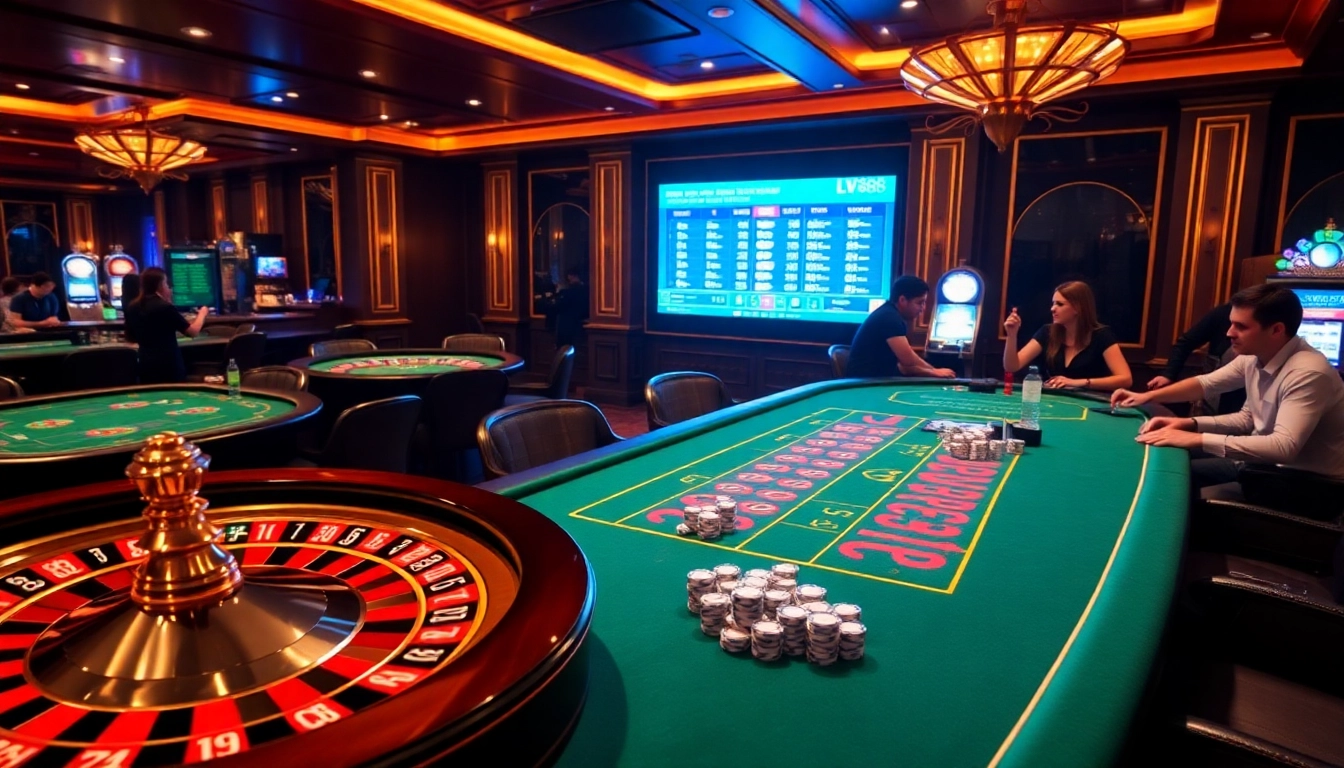Gamble smarter at LV88 with dynamic casino visuals highlighting gaming excitement.