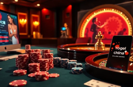 Engaging players participating in togel china at a luxurious casino table filled with vibrant poker chips.