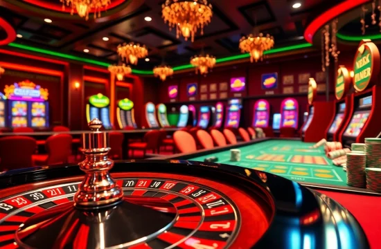 Experience the thrill of winning at bro138 with an exciting casino scene featuring vibrant gaming elements and festive vibes.