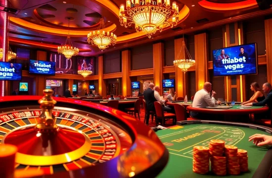 Experience thrilling gaming at https://thabet.vegas/ with elegant casino tables and vibrant poker chips.