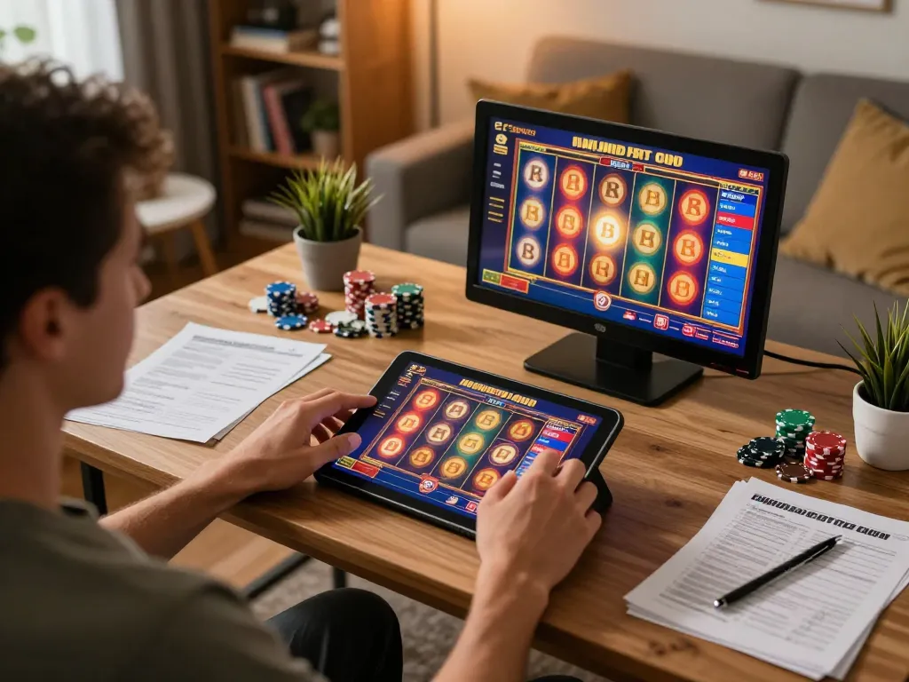 Engaging online slot gaming experience on tablet showcasing situs slot gacor excitement
