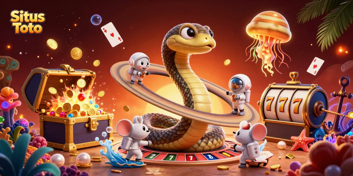 Experience thrilling gameplay with Situs Toto as vibrant characters engage in cosmic gambling.